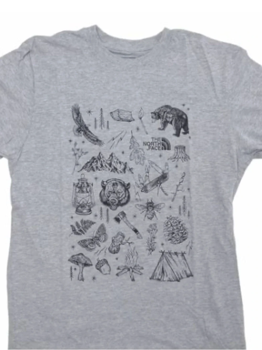 The North Face men’s  Heather Gray Outdoor Icons Short Sleeve Tee shirt top